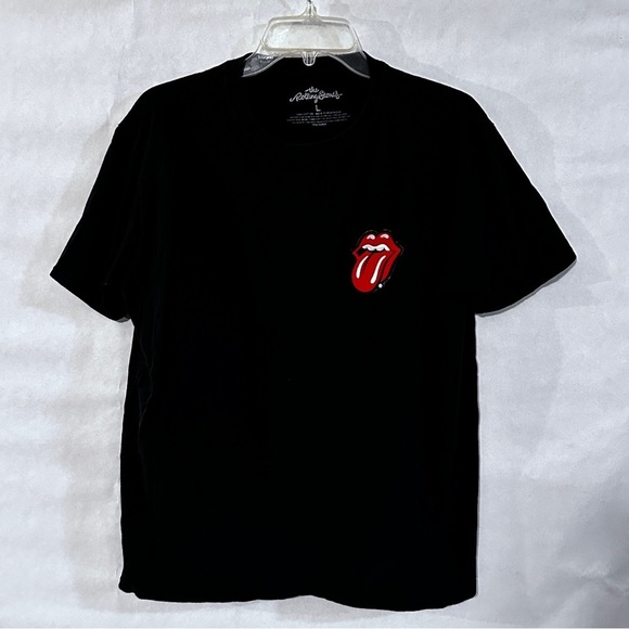 the Rolling Stones Red Lips Tongue Patch Black T-Shirt - Picture 1 of 7